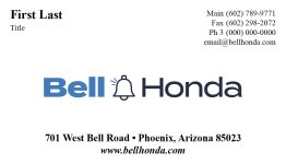Bell Honda Business Cards