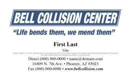 Bell Honda Collision Center Business Cards
