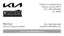 Camelback Kia Business Cards