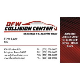 DFW Collision Center Business Cards - Arlington w/Certification