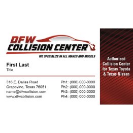 DFW Collision Center Business Cards - McKinney w/Certification