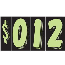 11 1/2" Chartreuse Windshield Numbers Kit (20 doz)