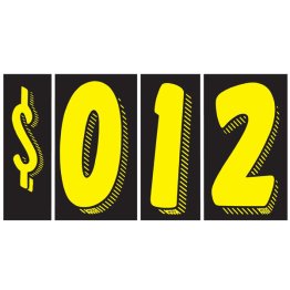 7 1/2" Yellow & Black Windshield Numbers Kit (20 doz)