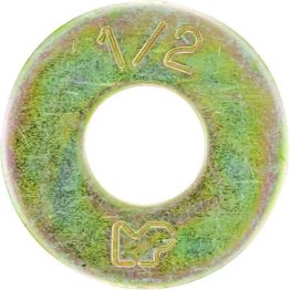 Flat Washer Thru-Hardened SAE Yellow Zinc Finish Steel 1/2 (100 per pack)