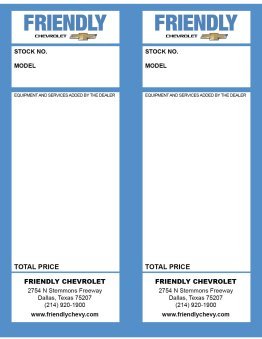 Friendly Chevrolet Addendum Tag
