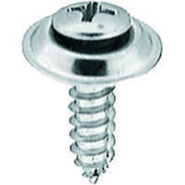Phillips Oval Head Screw with Finishing Washer - #10 Diameter; 3/4 Length; Phillips Drive; Oval with Finishing Washer Head; Steel; Bright Mirror Finish; Sheet Metal Screw (100 per pack)