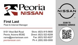 Peoria Nissan Fleet & Internet Manager Business Cards