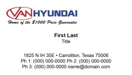 Van Hyundai Business Cards