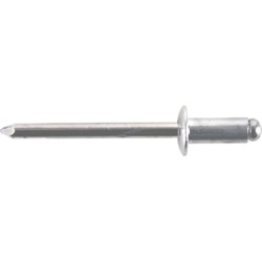 Open End Rivet, Aluminum/Aluminum, Dome Head, 3/16" Diameter, 0.020" - 0.125" Grip Range (Pack of 100)