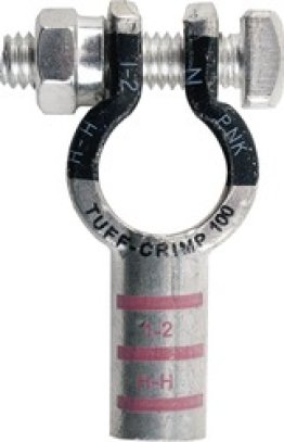 Tuff-Crimp® - Battery Terminals-1 -2 Gauge, Straight Barrel, Pink, Negative Polarity (Pack of 5)