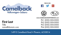 Business Cards for Camelback VW