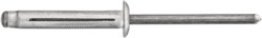 Rivet; Diameter: 4mm (5/32"); Flange Diameter: 8mm (5/16"); Grip Range: 5mm - 12mm (.197" - .472"); Aluminum Rivet/Mandrel (Pack of 25)