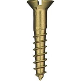 Wood Screw, Slotted Flat Head, Brass, #10 x 2-1/2" (Pack of 50)