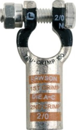 Tru-Crimp® - Post-Top Battery Terminals-2/0 Gauge, Straight Barrel, Orange, Negative Polarity (Pack of 5)