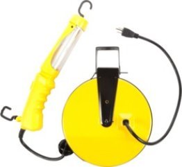 13w Compact Fluorescent Work Light with Receptacle on Heavy Duty Metal Reel 40' 16/3 SJT Cord, Yellow (Pack of 1)
