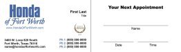 Honda of Fort Worth Service Business Cards