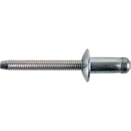 RivetKing® - StemLock® Rear-Flange Structural Rivet, Steel/Steel, Dome Head, 1/4" Diameter, 0.425 - 0.504" Grip Range (Pack of 100)