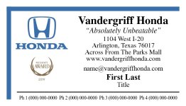 Vandergriff Honda Business Card, Ver. 2 – 4 Phones