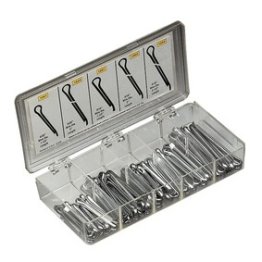 ANSI B18.8.1 Hammerlock Cotter Pin Kit, Steel, Zinc Finish, 3/32 to 1/8" Diameter, 140 Pieces (Pack of 1)