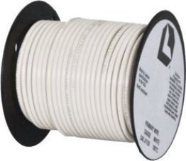 Plastic Covered Primary Wire, Vinyl Plastic, 10 AWG, 60 Volts, White, 100' Length, SAE J1128 GPT Cable (Pack of 1)