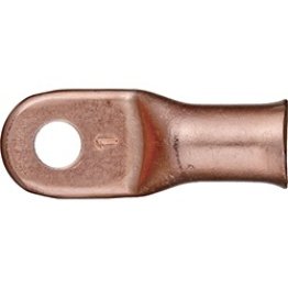 Heavy-Duty Battery Cable Lug, 1 AWG, Green, 1/2" Stud Size, Fully Annealed, Electrolytic Copper, Flared Barrel End (Pack of 10)