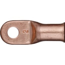 Heavy-Duty Battery Cable Lug, 2 AWG, Brown, 1/2" Stud Size, Fully Annealed, Electrolytic Copper, Flared Barrel End (Pack of 10)