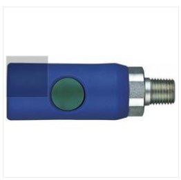 Push-Button Coupler, Steel with Plastic Cover, High Flow, Male NPTF, 1/4" Body Size, 1/4-18 Thread Size (Pack of 1)