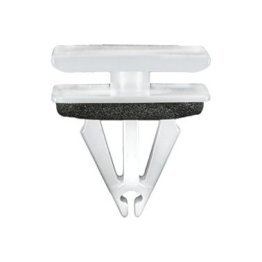 Rocker Panel Molding Clip with Sealer for Ford, Nylon, White, Fits 9mm Hole, 12 x 20mm Top and Bottom Head, 14mm Stem Length (Pack of 25)