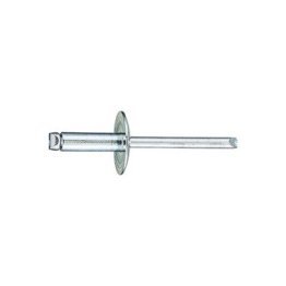 Open End Rivet, Large Flange Head, Steel, 3/16" Diameter, 0.251 to 0.375" Grip Range, 0.575" Body Length (Pack of 100)