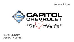 Business Cards for Capitol Chevrolet Service Advisor Generic- 500 count per box