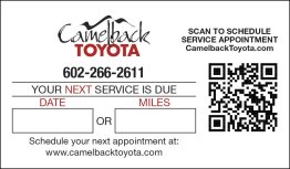 Camelback Toyota Lube Stickers - LS