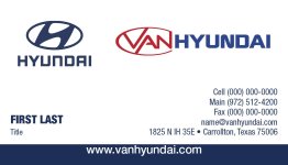 Van Hyundai TX Business Cards