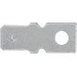 Rectangular Tongue Terminal Blade with Male Tabs, Non Insulated, 16 to 14 AWG, #6 Stud Size, 1/4" Tab Width (Pack of 100)