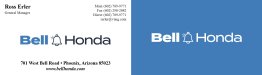 Bell Honda General Manager Business Cards