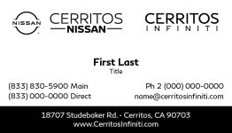 Cerritos Nissan/Infiniti Combo Logo Business Card