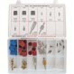 Service Port Cap and Valve Core Assortment, R134A, 12-Hole Case, 10 Items, 25 Pieces (Pack of 1)