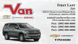 Van Chevrolet Business Card Tahoe
