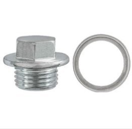 Oil Drain Plug with Gasket, M16-1.50 Thread, 14mm Hex, 9mm Length Under Head, 24mm Washer Head O.D., Zinc Finish (Pack of 2)