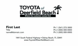 Toyota of Deerfield Beach Managing Partner Business Card