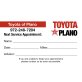 Toyota of Plano One-Sided Appointment Cards